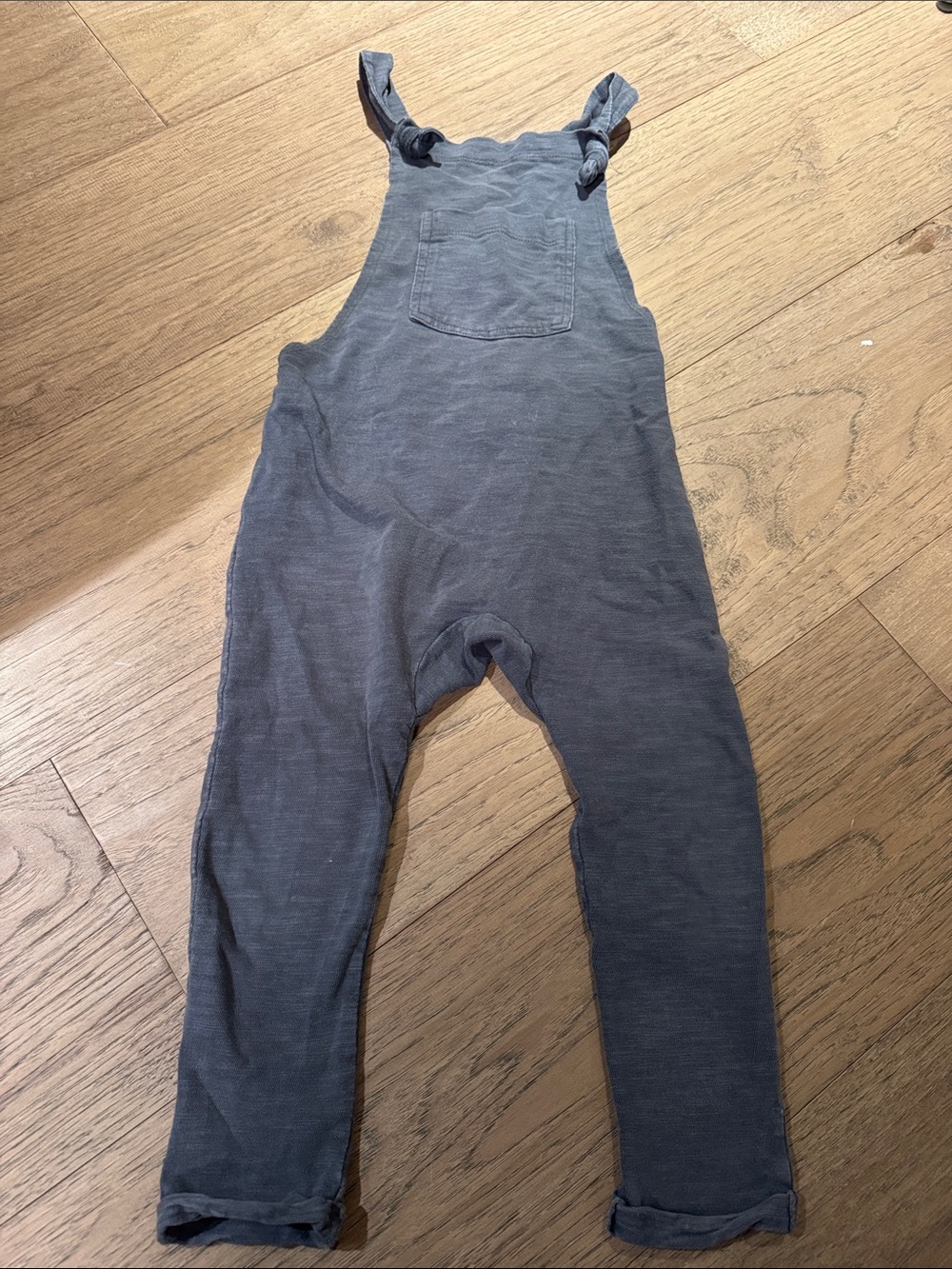 Mini Mioche Charcoal Knotted Strap Overalls